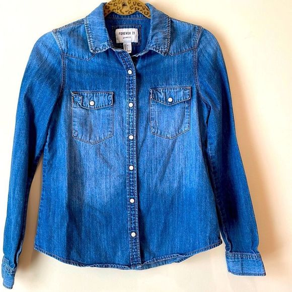 Forever 21 Tops Forever 2 Denim Jean Buttondown Shirt Womenssize S